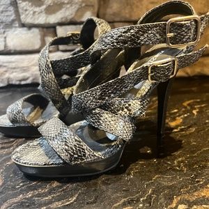 Snake leather strap heels